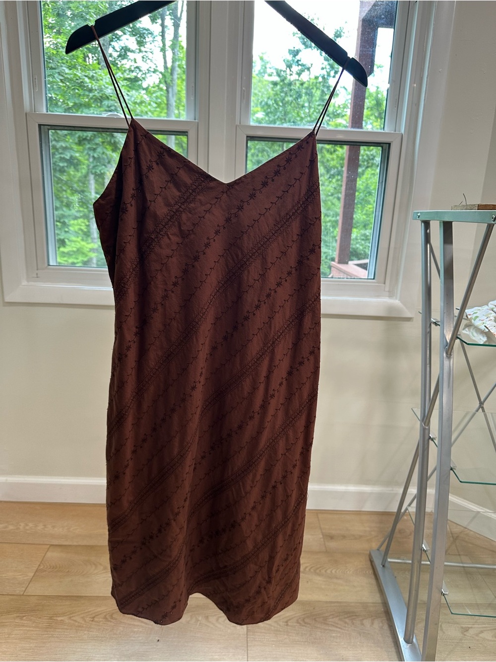 Y-2k Vintage Ralph Lauren Brown Slip Midi Dress with Subtle Stitching